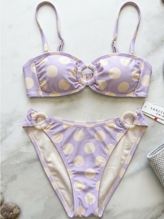 Sanctuary Other - NWT Sanctuary Lavender and Cream Polka Dot Ring Bikini Size XS.